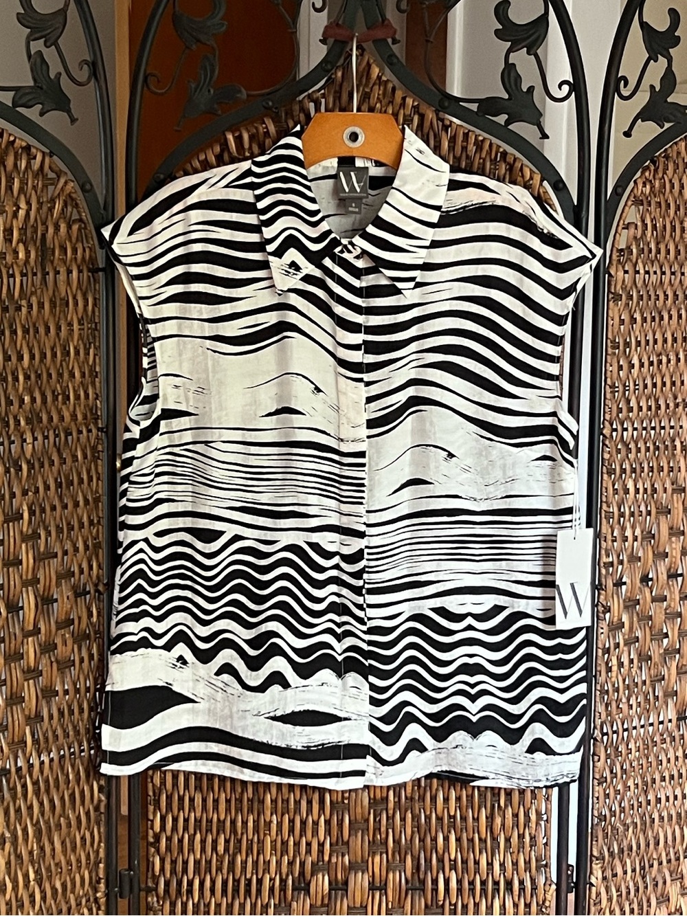 S NWT Worthington Zebra Waves Tencel Sleeveless Blouse